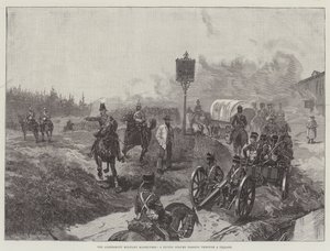 Le manovre militari di Aldershott, una colonna volante che attraversa un villaggio
